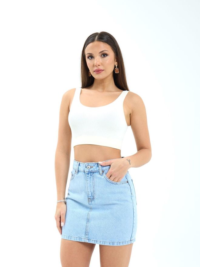 Fame Denim Skirt Light Blue Wholesale Clothing Casual