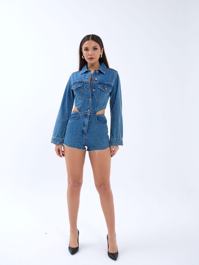 Fame Denim Overalls Blue Wholesale Clothing Casual