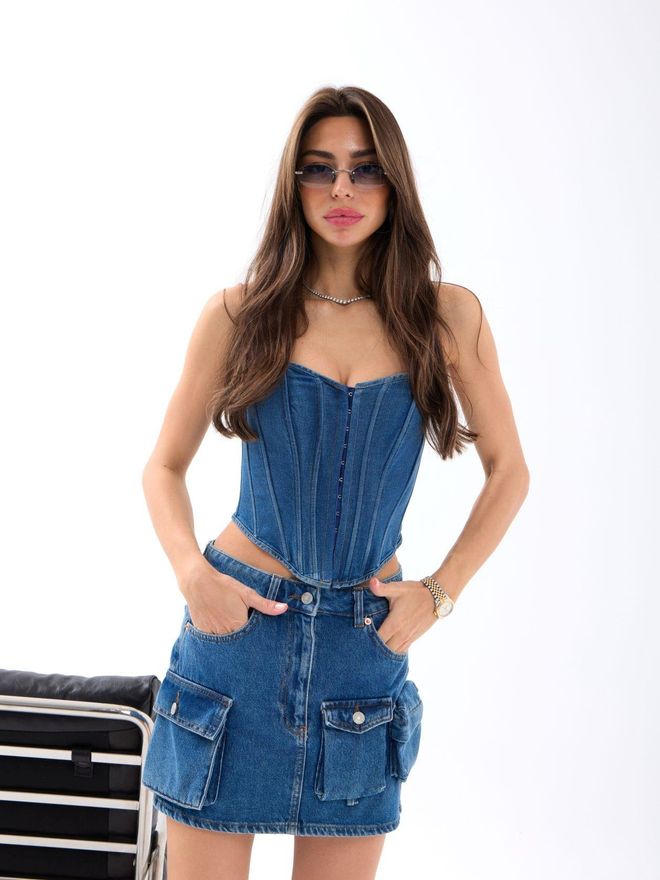 Fame Denim Skirt Blue Wholesale Clothing Casual