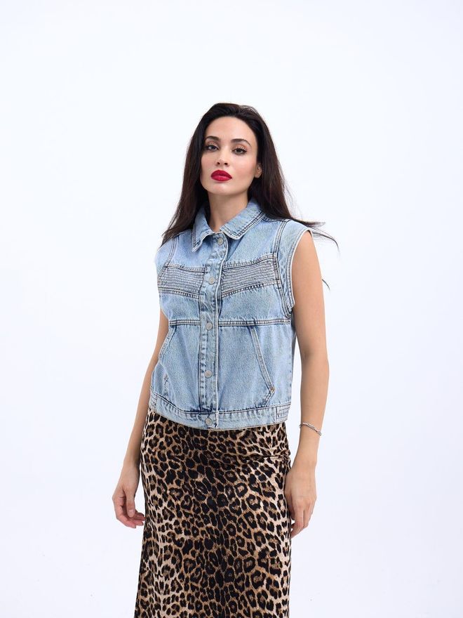 Fame Denim Vest Blue Wholesale Clothing Casual