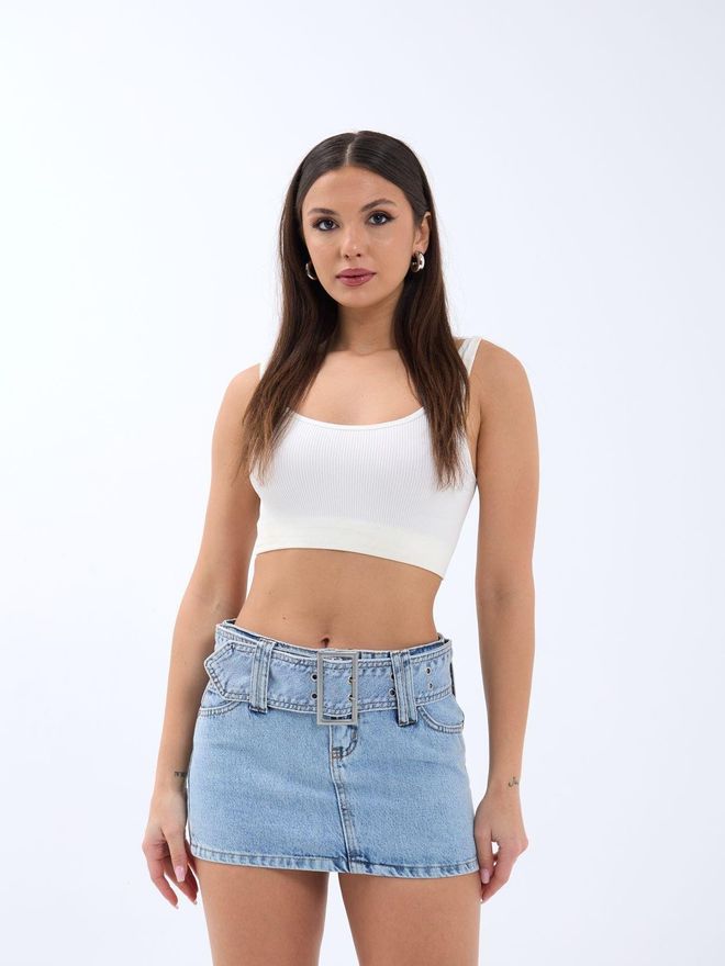 Fame Opasková džínsová minisukňa s nízkym pásom modrá Veľkoobchod s oblečením Neformálny