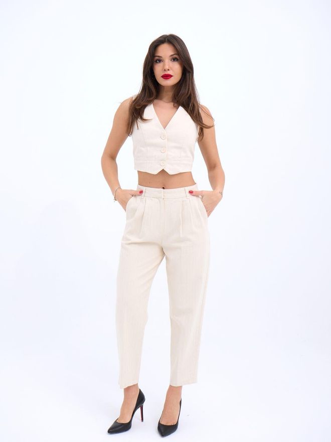 Fame Trousers Beige Wholesale Clothing Casual