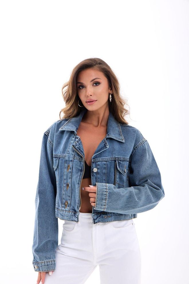 Fame Denim Jacket Blue Wholesale Clothing Casual