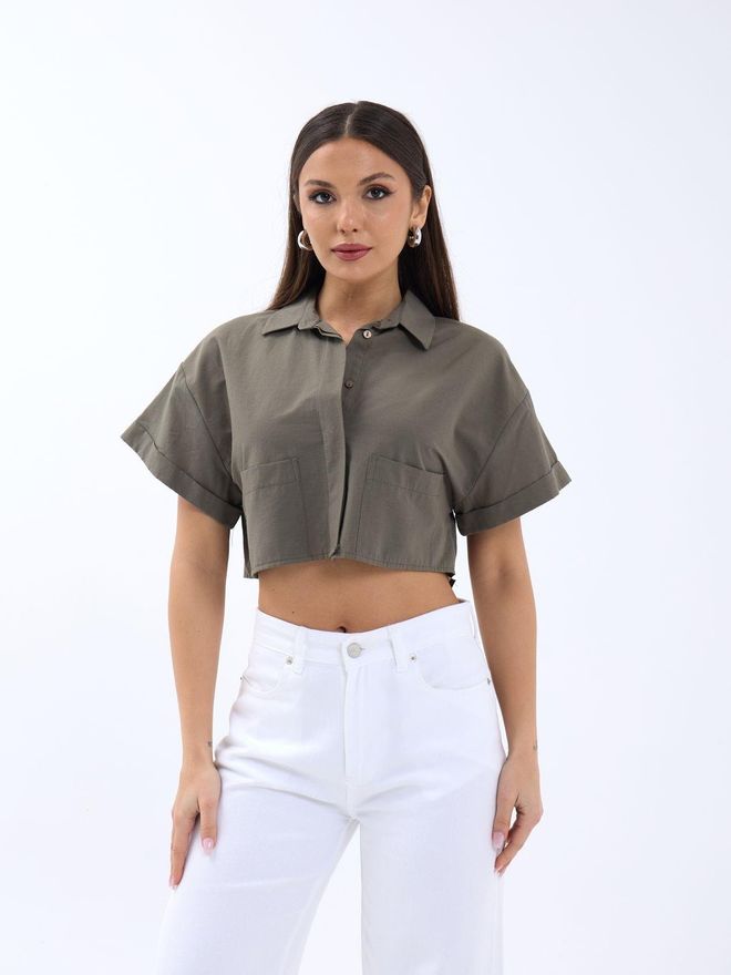 Fame Camicia: Kaki Abbigliamento all'ingrosso Casuale