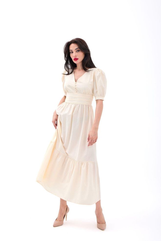 Fame Dress Cream Wholesale Clothing Formal