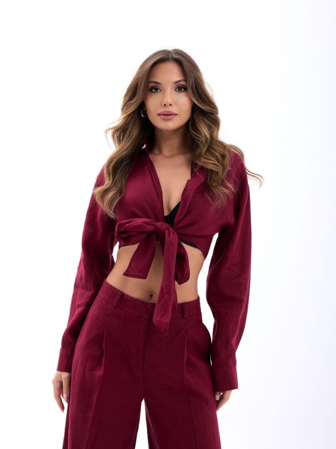 Fame Blusa Rojo Clarete Con Mangas Largas Ropa al por mayor Casual