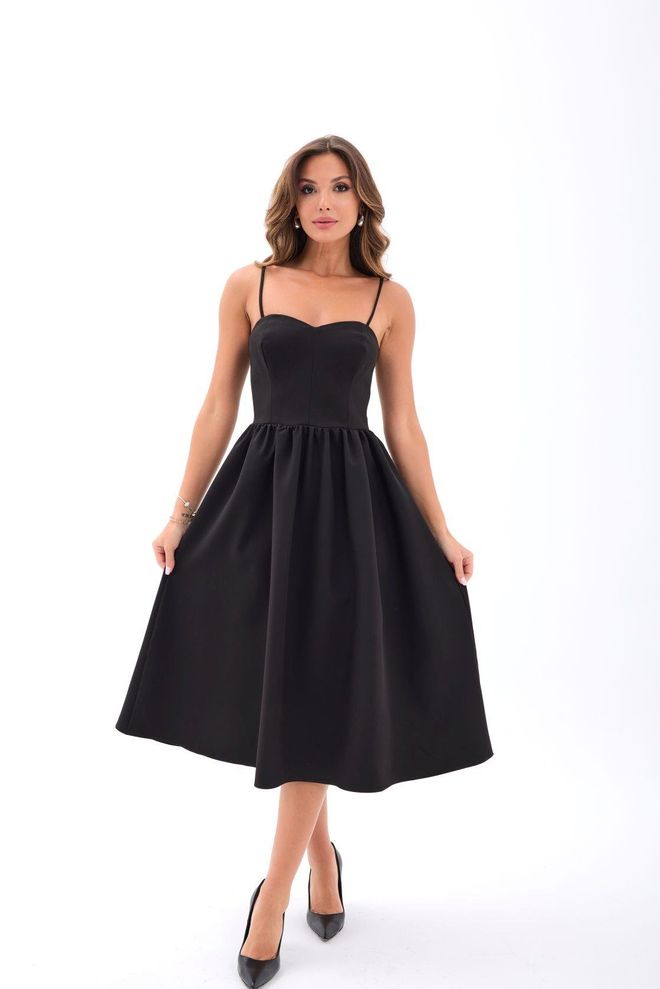 Fame Black Elegant Fit And Flare Dress Wholesale Clothing Vintage