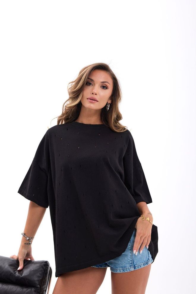 Fame Black Oversized Fit Casual Tshirt Wholesale Clothing Casual
