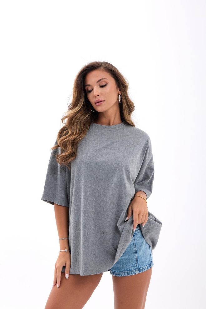 Fame Grey Tshirt Casual Oversized Fit Half Sleeve Wholesale Clothing Casual