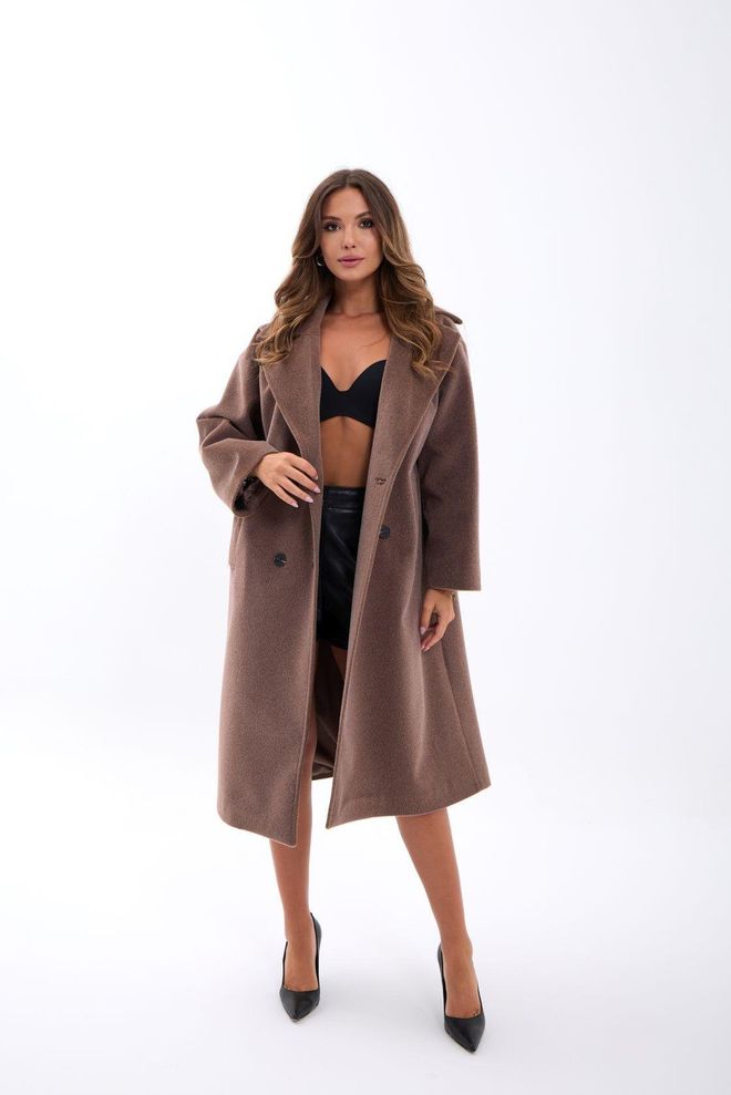 Fame Brown Elegant Single Breasted Coat Wholesale Clothing Casual