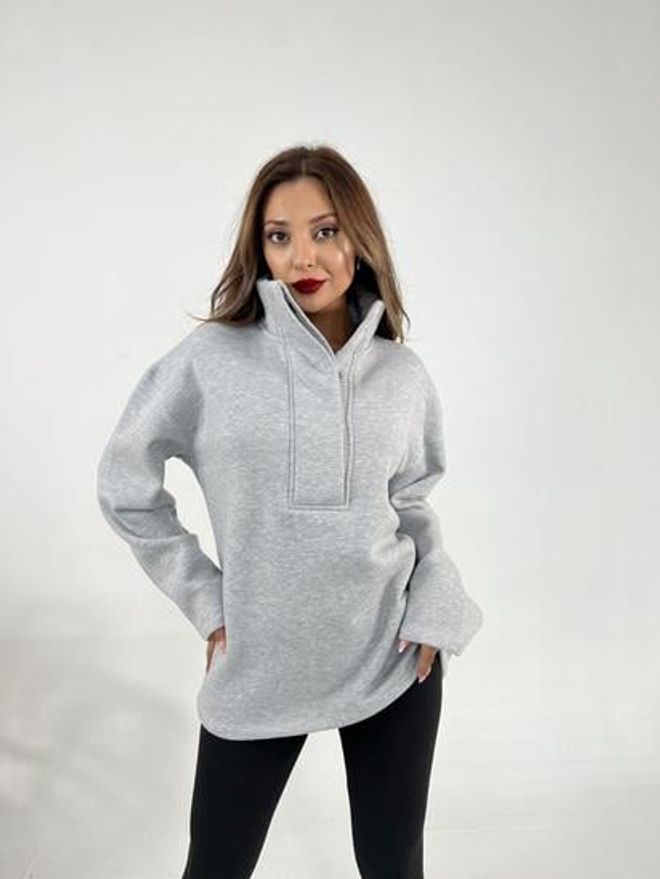 Fame Gri Sweatshirt Gündelik Sokak Tarzı Spor Giyim Düz Kol Kapüşonlu Bol Kalıp İş Doğum Günü Ev Hali Gym Yılbaşı Sonbahar Kış Toptan Giyim Gündelik