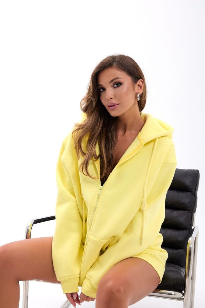 Fame Κίτρινο Casual Hoodie Μεγάλο Με Τσέπη Καγκουρό Χονδρικό εμπόριο ενδυμάτων Casual