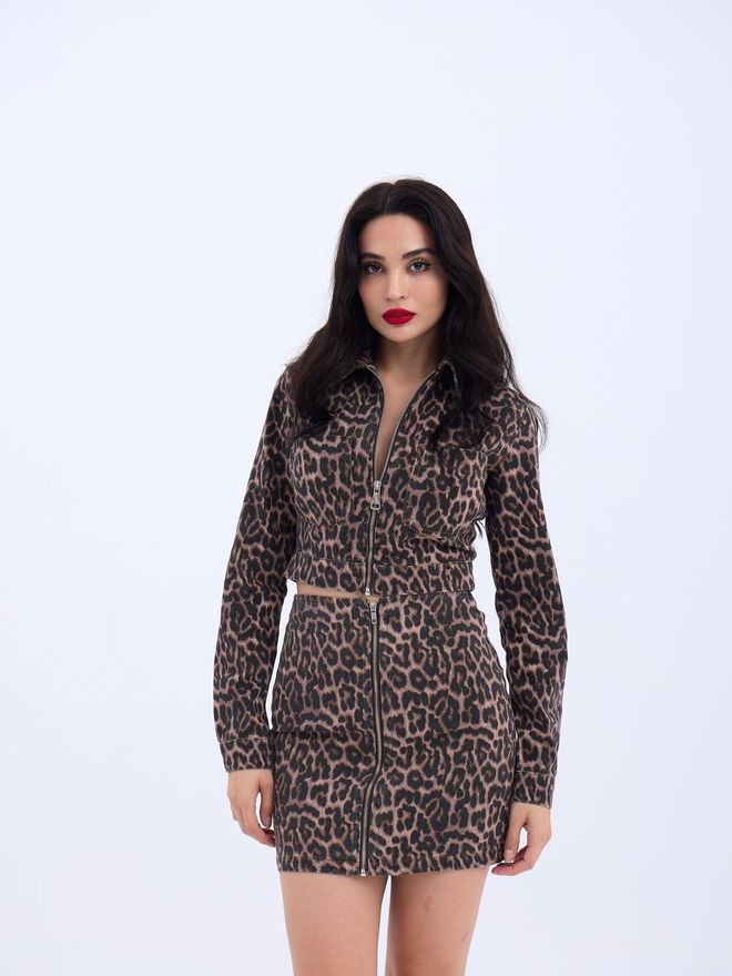 Fame Brown Leopard Print Sexy Streetwear Set Wholesale Clothing Casual
