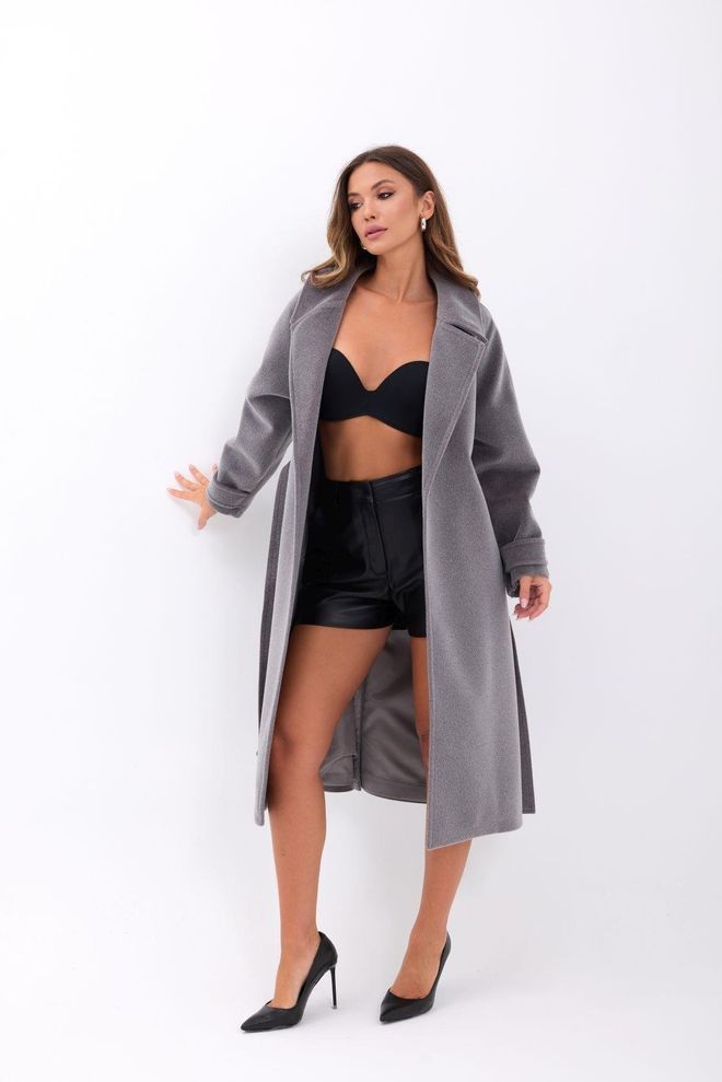 Fame Pilkas Elegantiškas Formalus Retro Paltas Didmeninė prekyba drabužiais Kokteilinė
