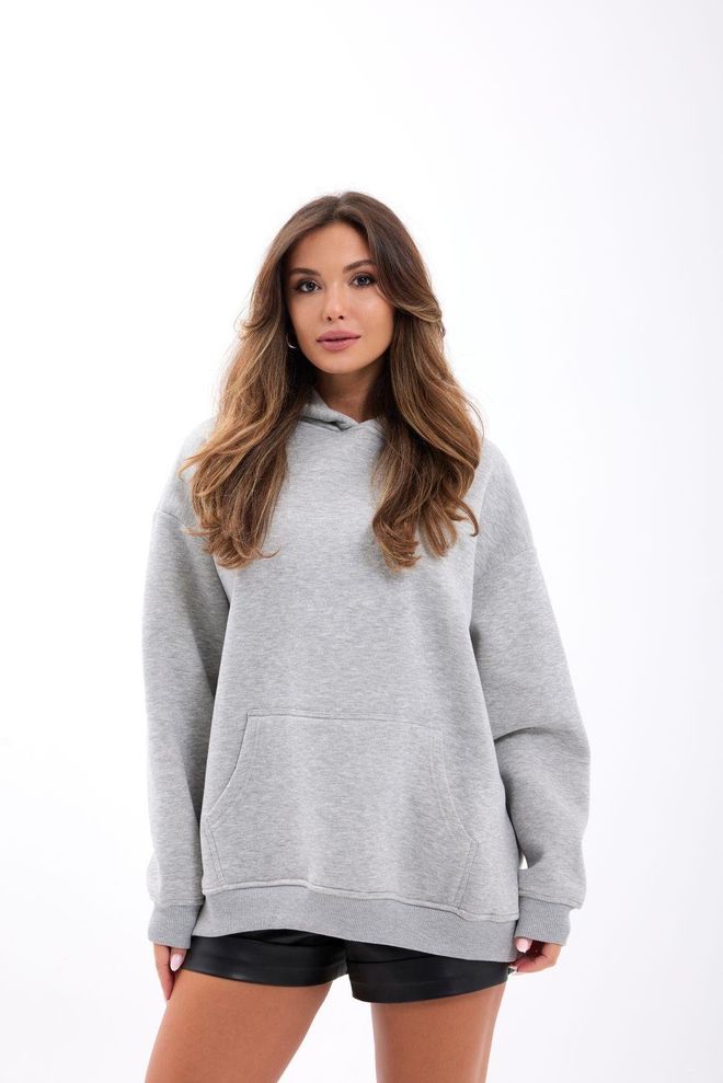 Fame Pilkas Kasdienis Oversize Megztinis Su Gobtuvu Didmeninė prekyba drabužiais Kokteilinė