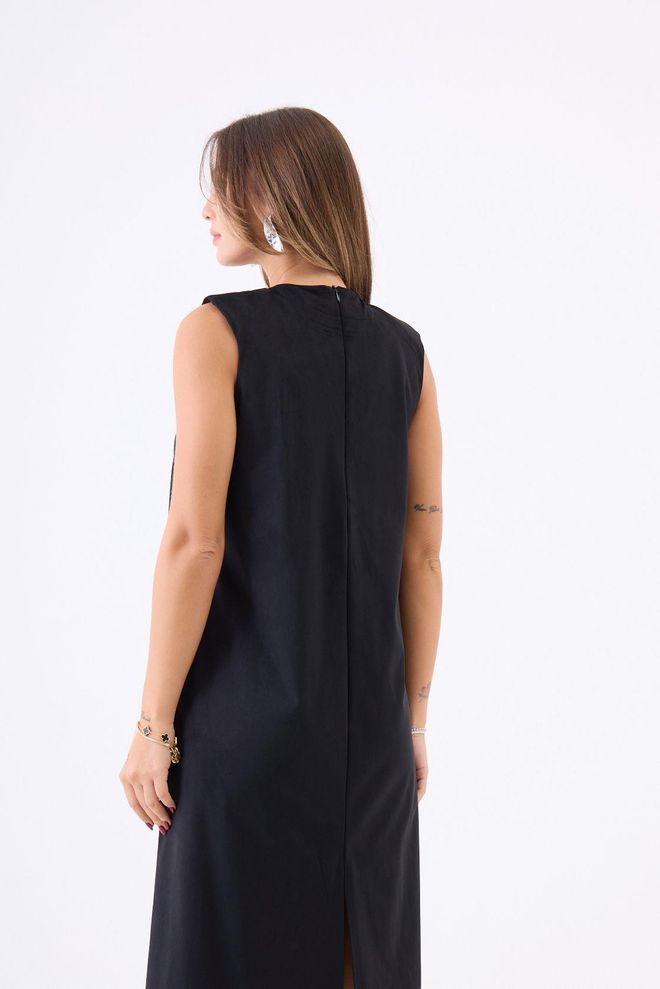 Fame Μαύρο Κομψό Μίντι Φόρεμα A line Με V λαιμόκοψη Χονδρικό εμπόριο ενδυμάτων 1