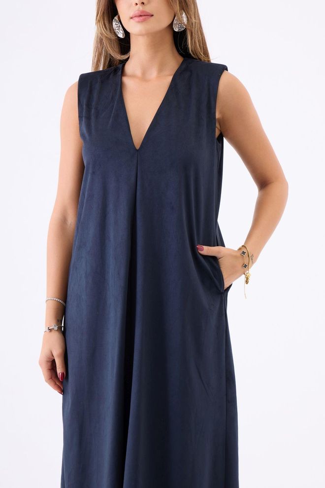 Fame Κομψό Α γραμμή Μίντι Φόρεμα Σε Μπλε Μαρέν Χονδρικό εμπόριο ενδυμάτων 1