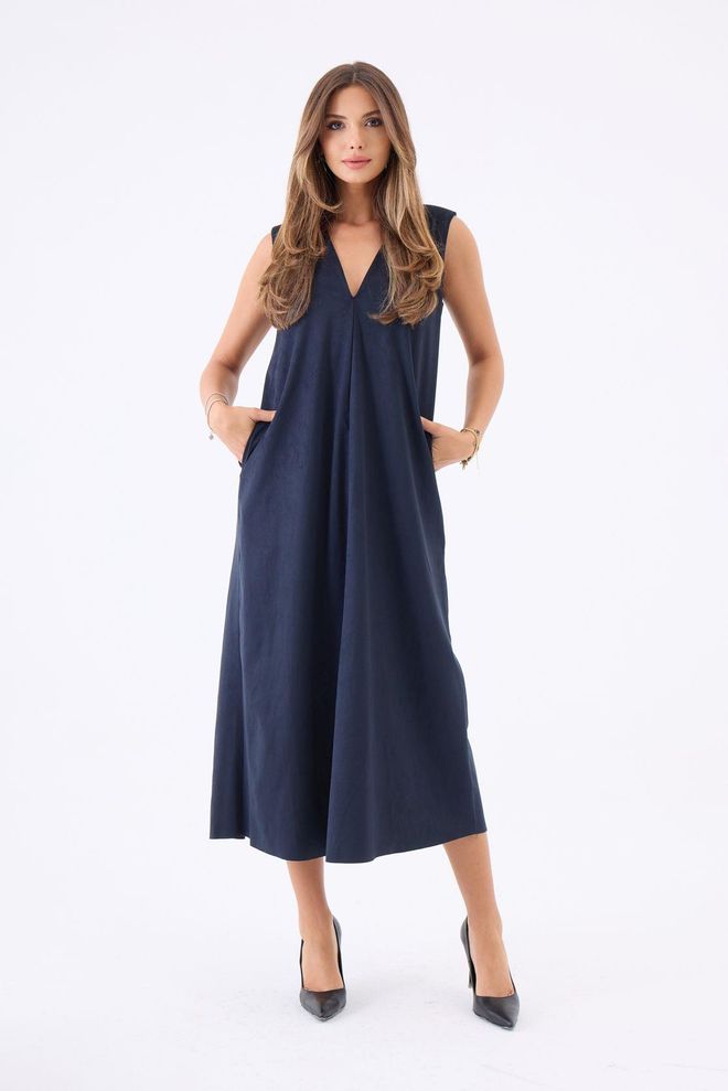 Fame Κομψό Α γραμμή Μίντι Φόρεμα Σε Μπλε Μαρέν Χονδρικό εμπόριο ενδυμάτων Εργασία