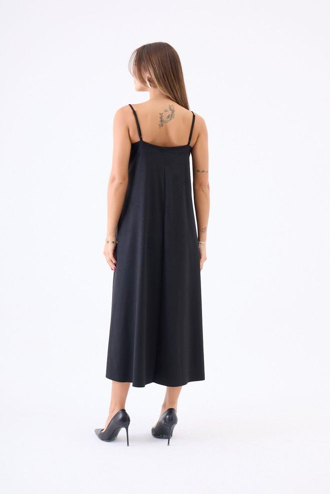 Fame Black Slip Dress With V Neck For Party & Evening Wholesale Clothing Spring