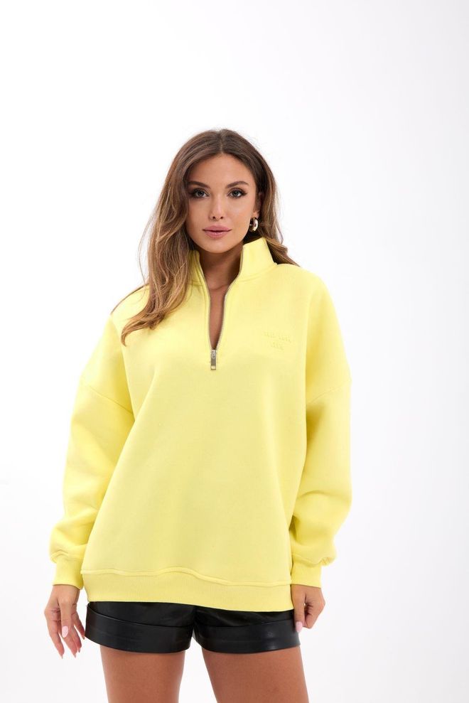 Fame Geltonas Megztinis Oversized Dydžio Su Gobtuvu Didmeninė prekyba drabužiais Kokteilinė