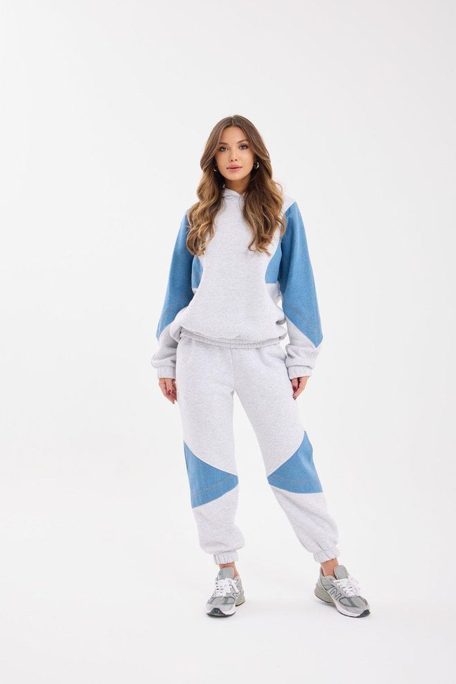 Fame Tuta Grigia Con Gamba Palloncino E Jogger Abbigliamento all'ingrosso Casuale