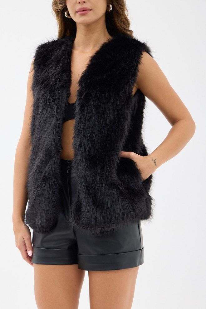 Fame Preto Sensual Casual Elegante Glamoroso Colete Roupas por atacado Outono