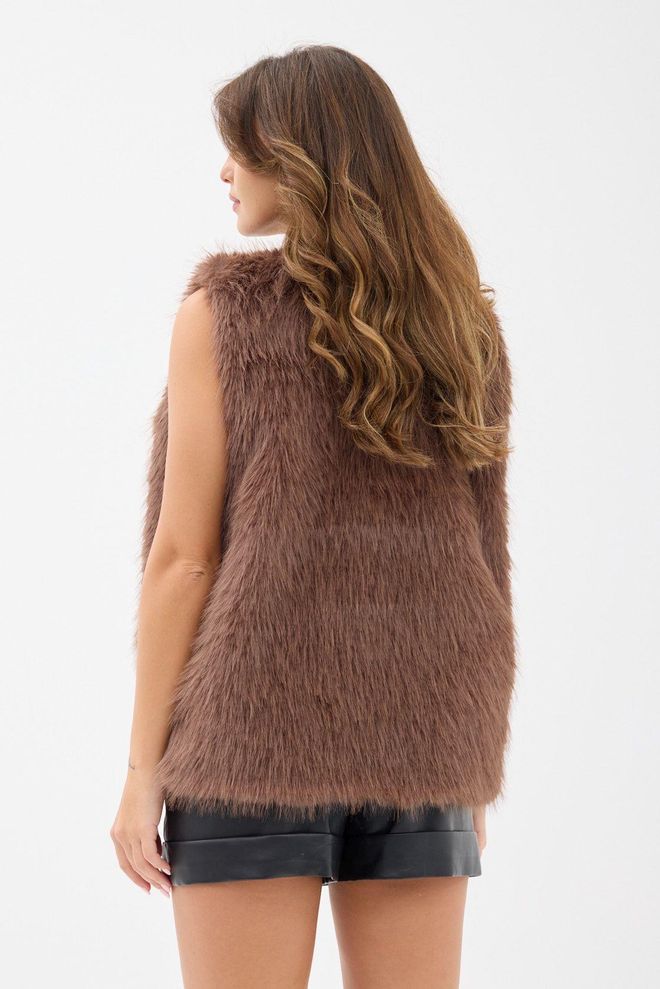 Fame Καφέ Ρετρό Casual Κομψό Αμάνικο Μπλουζάκι Χονδρικό εμπόριο ενδυμάτων 1