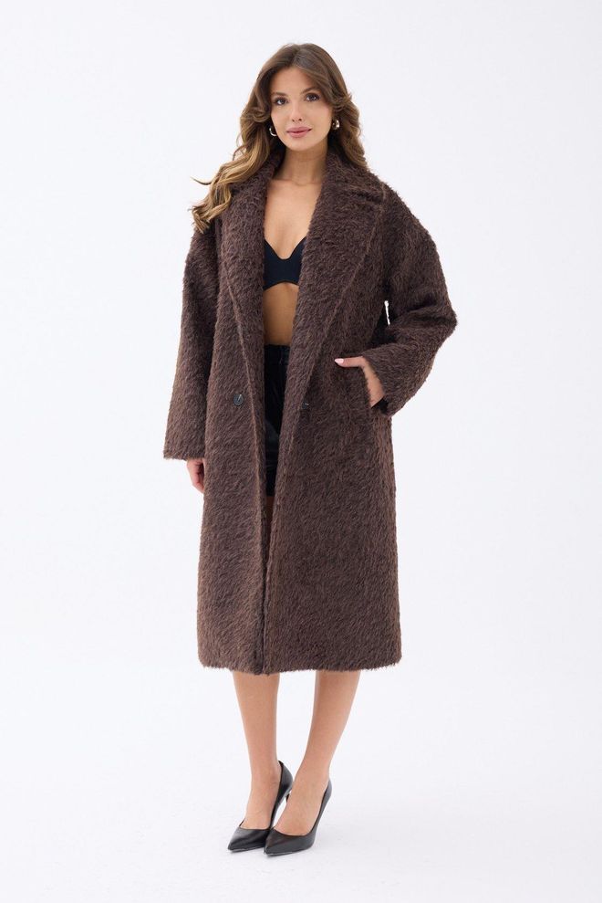 Fame Bruine Elegante Enkelrijige Wrapover Jas Groothandel Kleding Bescheiden