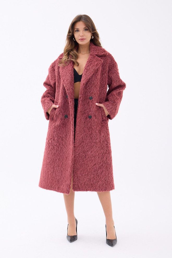 Fame Elegante Dubbele Rij Bordeauxrood Jas Groothandel Kleding Casual