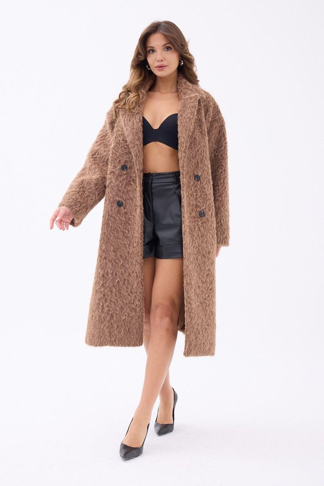 Fame Bruin Elegant Double breasted Bont Jas Groothandel Kleding Casual