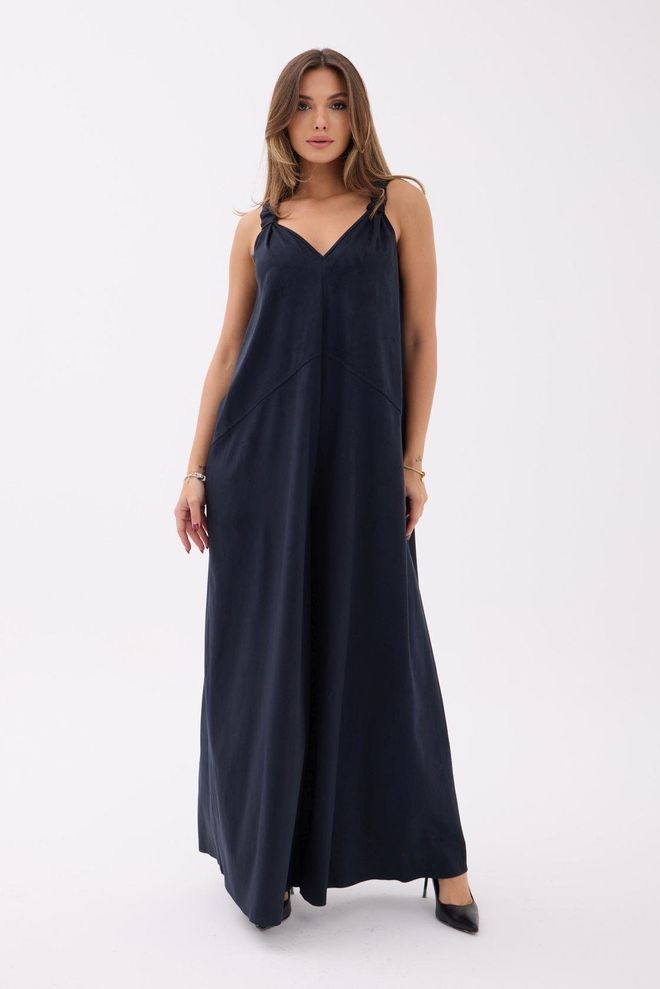 Fame Combinaison Élégante Bleu Marine Sans Manches À Col En V Vêtements en gros Sexy