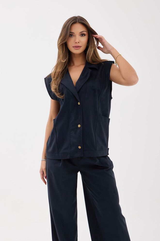 Fame Liemenė Tamsiai Mėlyna Kasdienis Formalus Elegantiškas Didmeninė prekyba drabužiais Kokteilinė