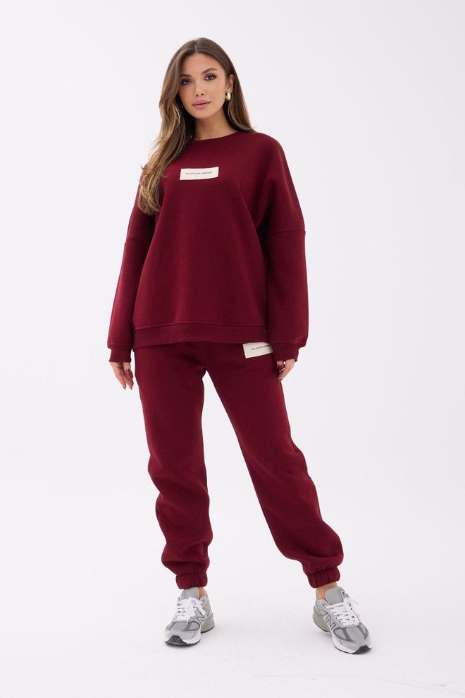 Fame Sportinis Kostiumas Tamsiai Raudona Oversized Slankiojantis Bėgiojimui Ir Laisvalaikiui Didmeninė prekyba drabužiais Kokteilinė