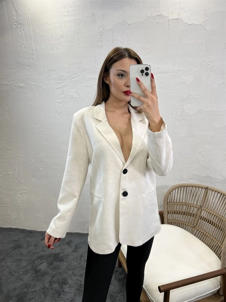 A model wears 45480 - Jacket - Beige, wholesale Jacket of Fame to display at Lonca