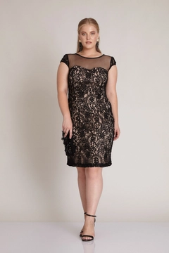 A wholesale clothing model wears frv12074-dress-black, Turkish wholesale Dress of Fervente