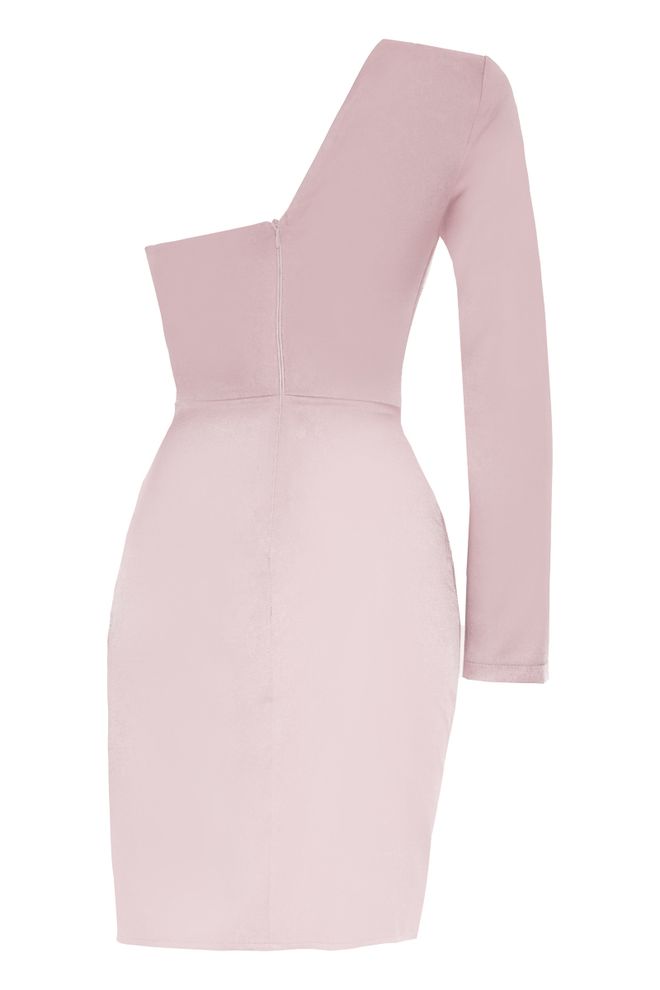 Fervente فستان ساتان قصير بكم واحد ملابس بالجملة البوليستر