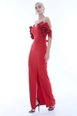 Bir model,  toptan giyim markasının frv10088-crepe-sleeveless-uzun-dress toptan  ürününü sergiliyor.