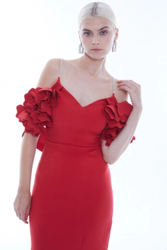 Hurtowa modelka nosi FRV10088 - Crepe Sleeveless Uzun Dress, turecka hurtownia Sukienka firmy Fervente