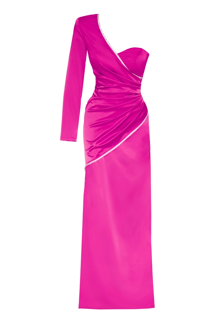 Una modelo de ropa al por mayor lleva FRV10265 - Dress - Fuchsia, Vestido turco al por mayor de Fervente