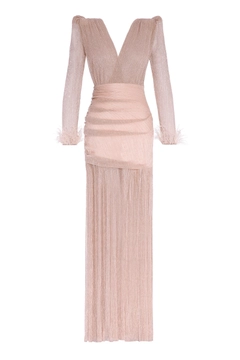 A wholesale clothing model wears FRV10556 - Moonlight Long Sleeve Maxi Dress, Turkish wholesale Dress of Fervente