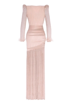 A wholesale clothing model wears FRV10556 - Moonlight Long Sleeve Maxi Dress, Turkish wholesale Dress of Fervente