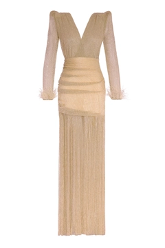 A wholesale clothing model wears FRV10564 - Moonlight Long Sleeve Maxi Dress, Turkish wholesale Dress of Fervente