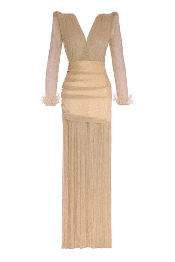A wholesale clothing model wears  Moonlight Long Sleeve Maxi Dress
, Turkish wholesale Dress of Fervente