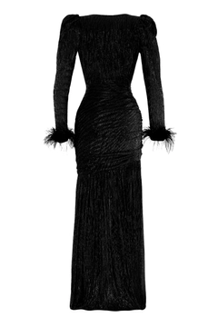A wholesale clothing model wears FRV10593 - Dress - Black, Turkish wholesale Dress of Fervente