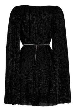 A wholesale clothing model wears FRV10503 - Plus Size Moonlight Long Sleeve Mini Dress, Turkish wholesale Dress of Fervente
