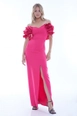 Een kledingmodel uit de groothandel draagt frv10602-crepe-sleeveless-uzun-dress, Turkse groothandel  van 