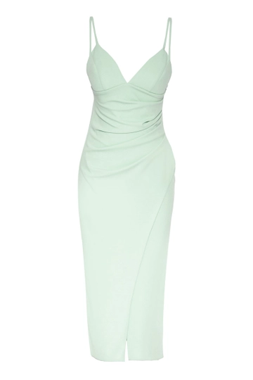 A wholesale clothing model wears  Crepe Sleeveless Maxi Dress
, Turkish wholesale Dress of Fervente