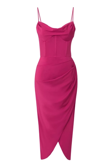 Ein Bekleidungsmodell aus dem Großhandel trägt  Fuchsia Sandy Ärmelloses Langes Kleid
, türkischer Großhandel Kleid von Fervente