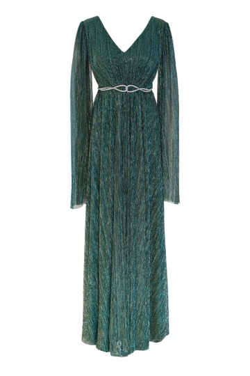 A wholesale clothing model wears  Evening Dress - Green
, Turkish wholesale Dress of Fervente