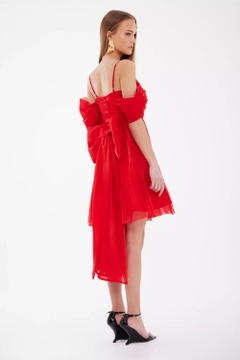 A wholesale clothing model wears frv11957-red-tulle-sleeveless-mini-dress, Turkish wholesale Dress of Fervente